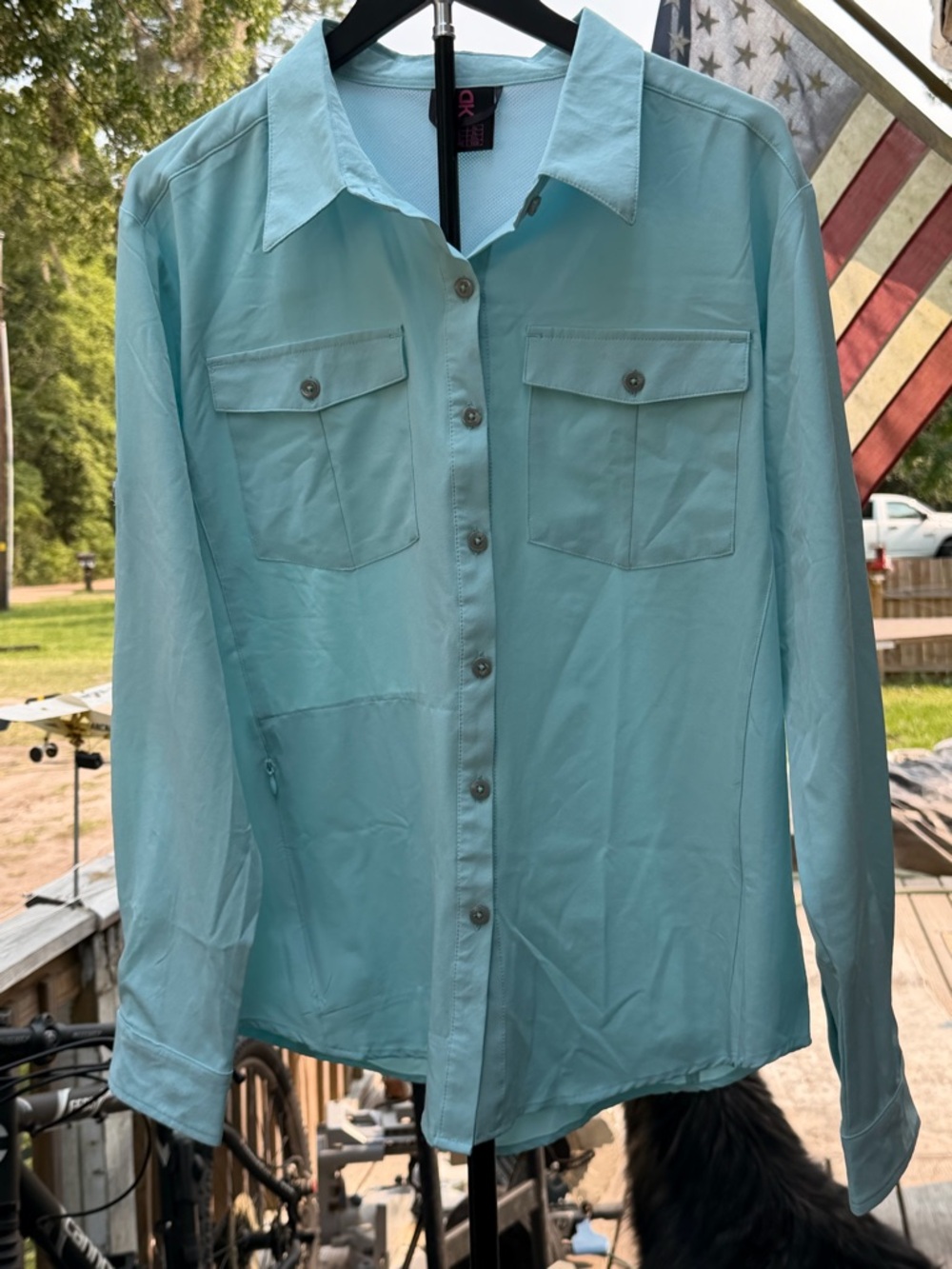 Little Donkey Andy Quick Dry Light Aqua Button-Up Shirt Size XL